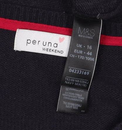 Per Una Women Black UK 16 Christmas Tree Fair Isle Jumper