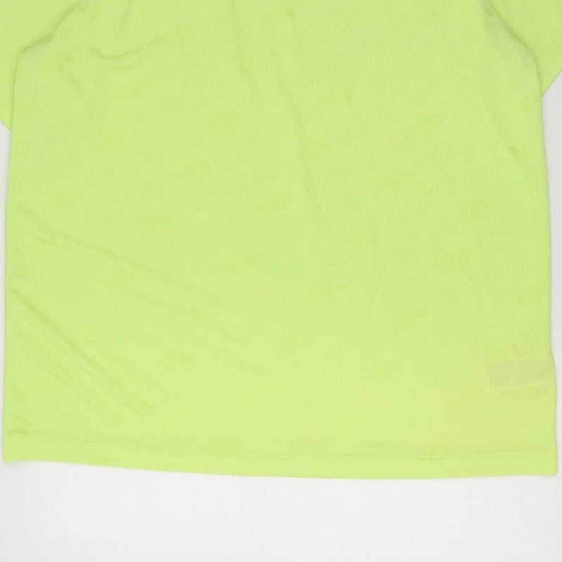 adidas Men Green XL Logo Graphic Raglan Crew Neck T-Shirt