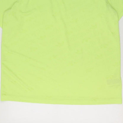 adidas Men Green XL Logo Graphic Raglan Crew Neck T-Shirt