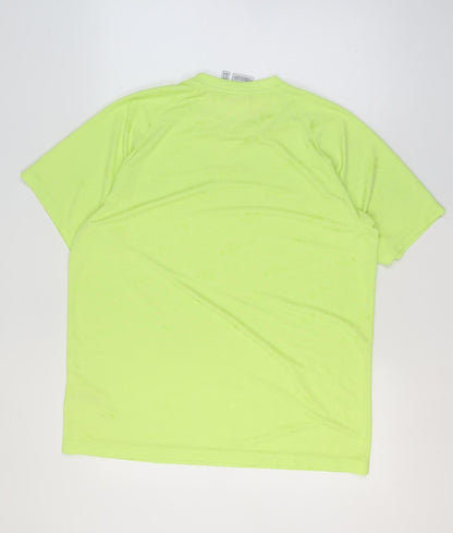 adidas Men Green XL Logo Graphic Raglan Crew Neck T-Shirt