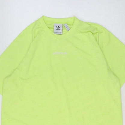 adidas Men Green XL Logo Graphic Raglan Crew Neck T-Shirt