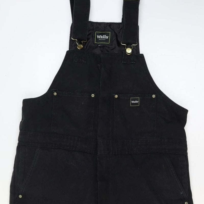 Walls Mens Black L Insulated Workwear Dungarees Bib Overalls