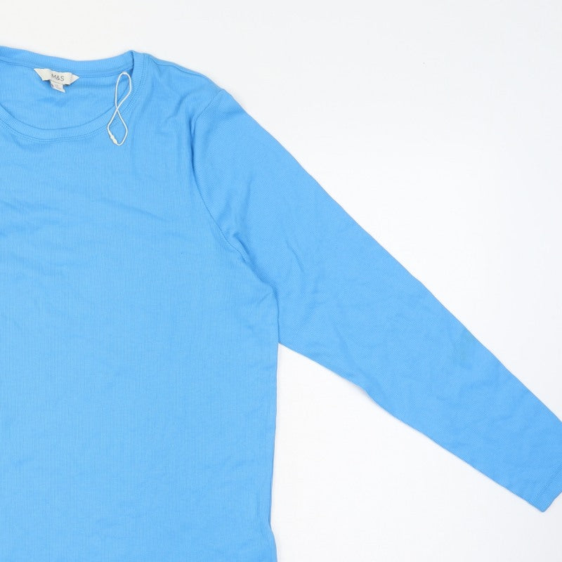 Marks and Spencer Women’s Blue UK 22 Ribbed Jersey Long Sleeve T-Shirt