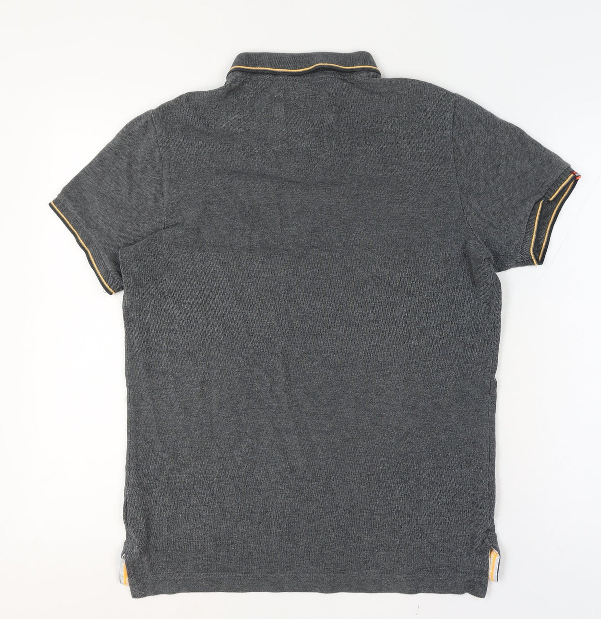 Superdry Mens Grey Large Cotton Logo Trim Short Sleeve Polo Shirt