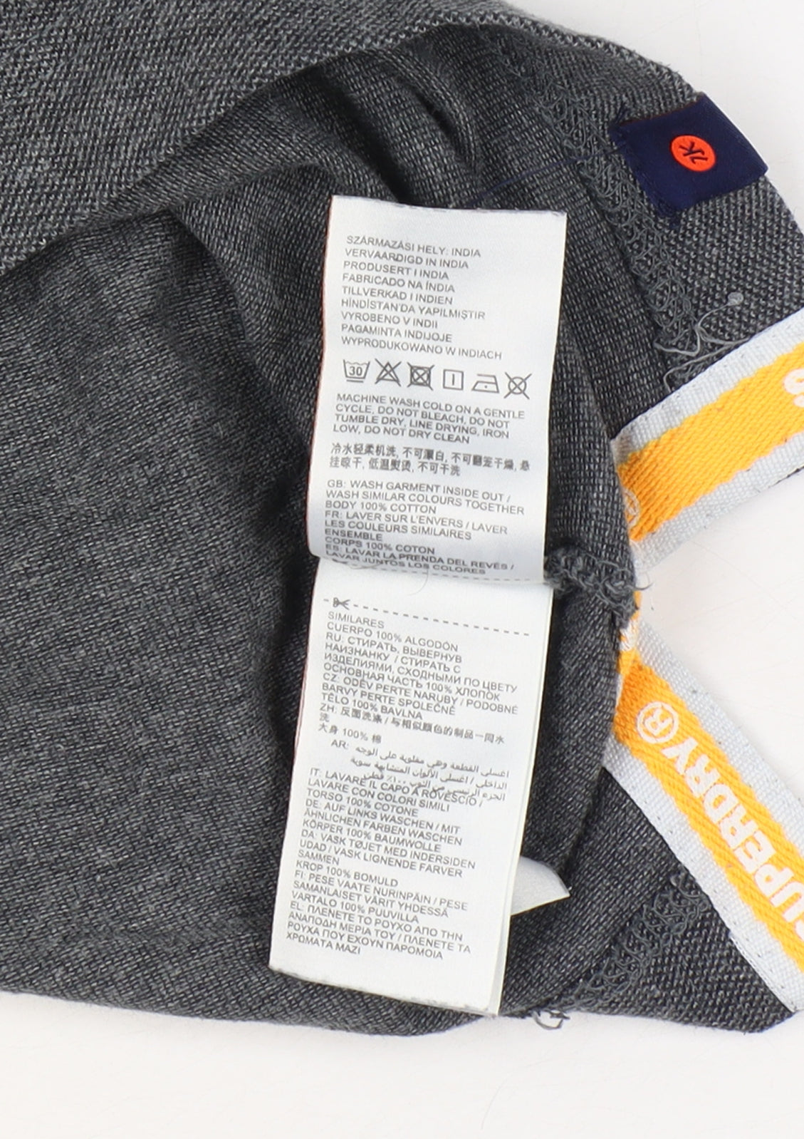 Superdry Mens Grey Large Cotton Logo Trim Short Sleeve Polo Shirt
