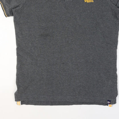 Superdry Mens Grey Large Cotton Logo Trim Short Sleeve Polo Shirt