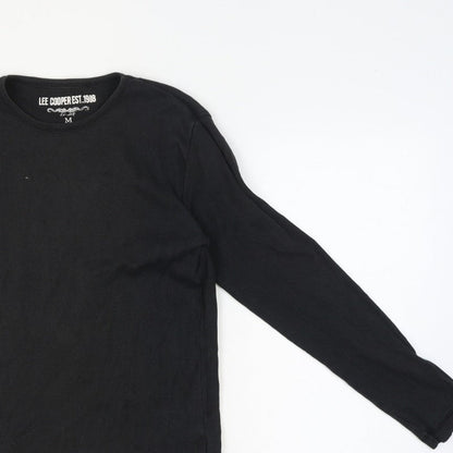Lee Cooper Men’s Black M Ribbed Long Sleeve Crew Neck T-Shirt