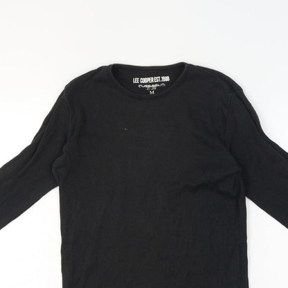 Lee Cooper Men’s Black M Ribbed Long Sleeve Crew Neck T-Shirt