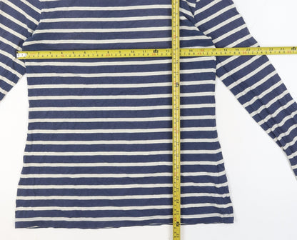 Seasalt Women Blue UK 10 Organic Cotton Breton Striped Sailor Jersey Top