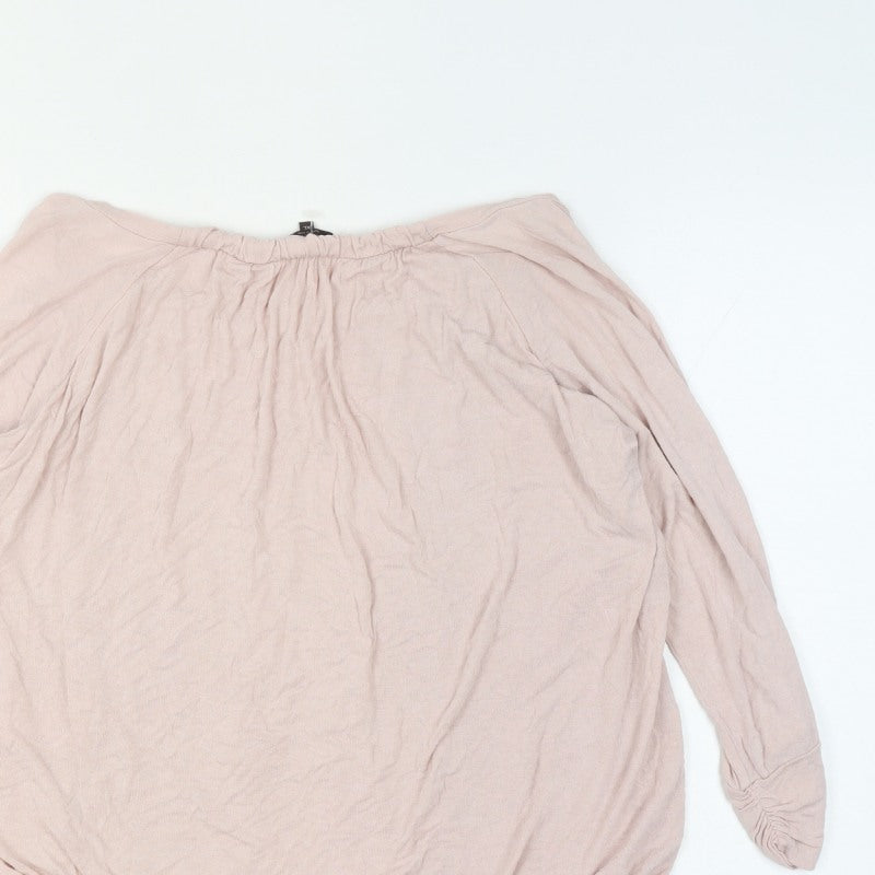 Phase Eight Women Pink XL Off Shoulder Long Sleeve Tunic Blouse