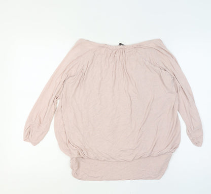Phase Eight Women Pink XL Off Shoulder Long Sleeve Tunic Blouse