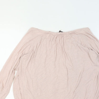 Phase Eight Women Pink XL Off Shoulder Long Sleeve Tunic Blouse