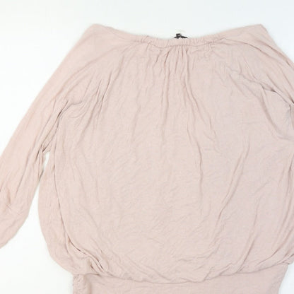 Phase Eight Women Pink XL Off Shoulder Long Sleeve Tunic Blouse
