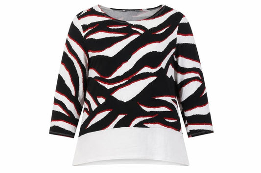Saloos Women’s Multicoloured UK 14 Zebra Print 3/4 Sleeve Jersey Top