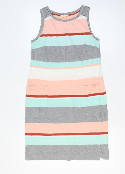 White Stuff Women Multicoloured UK 12 Striped Sleeveless Jersey Shift Dress