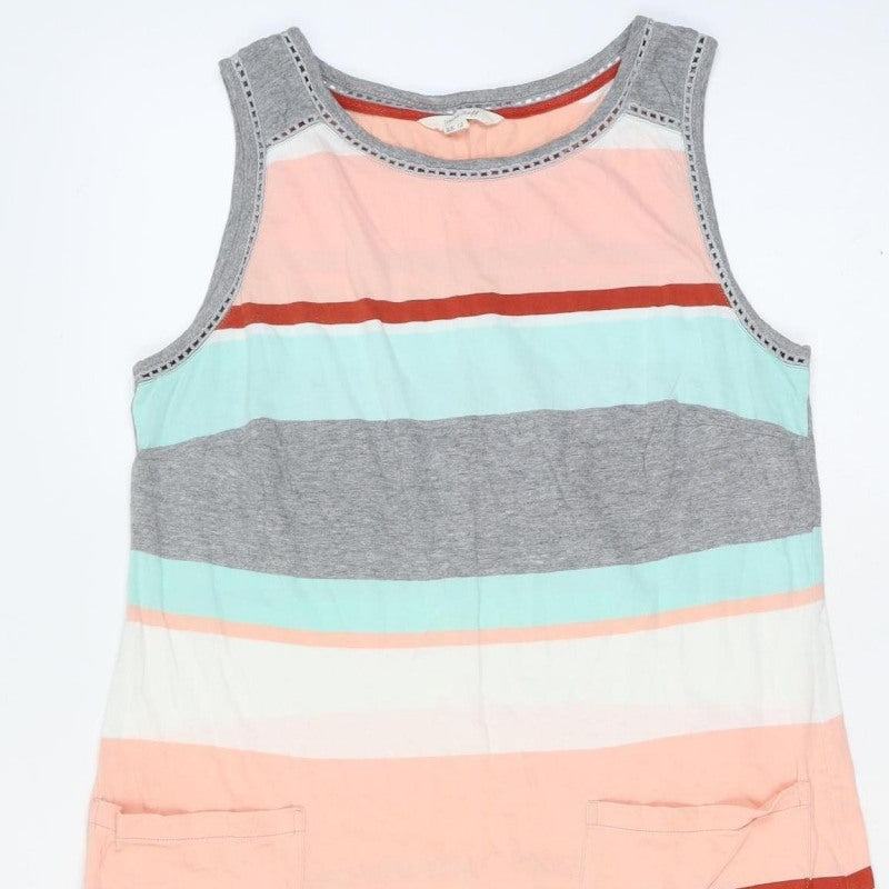 White Stuff Women Multicoloured UK 12 Striped Sleeveless Jersey Shift Dress