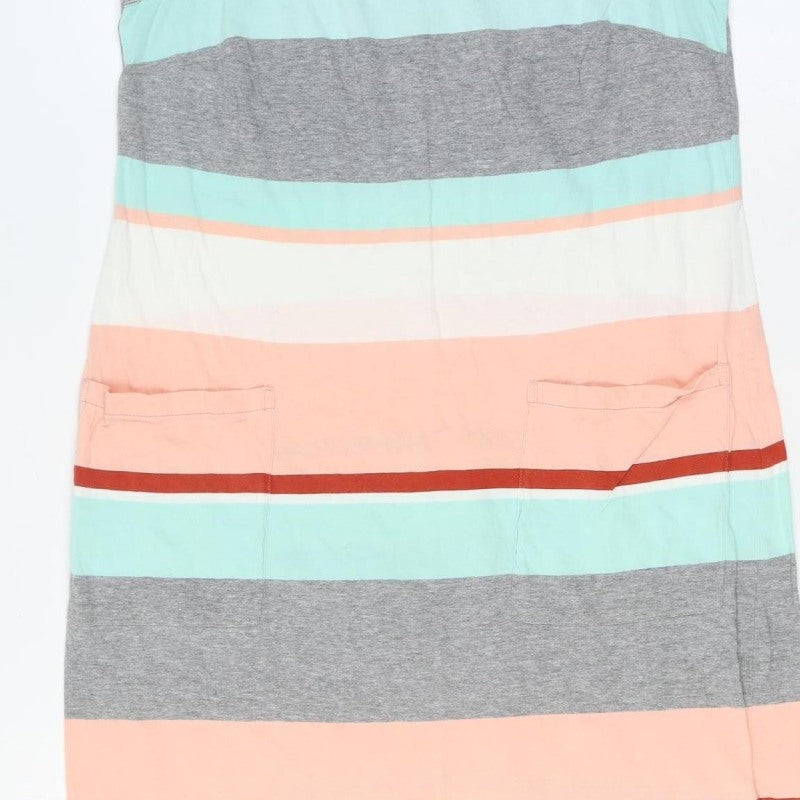 White Stuff Women Multicoloured UK 12 Striped Sleeveless Jersey Shift Dress