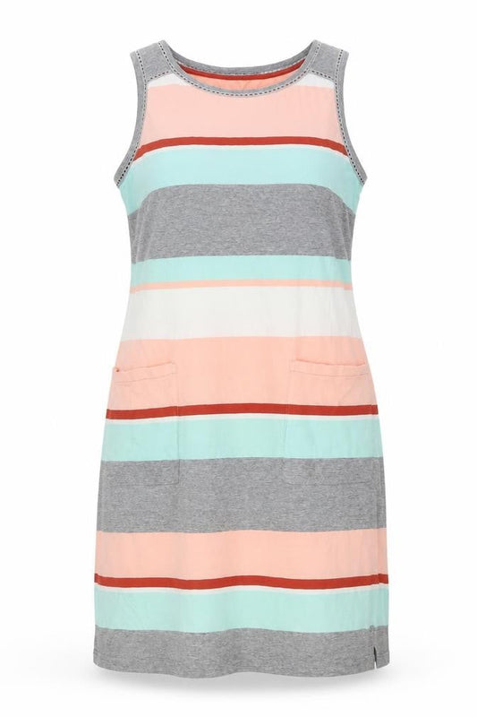 White Stuff Women Multicoloured UK 12 Striped Sleeveless Jersey Shift Dress