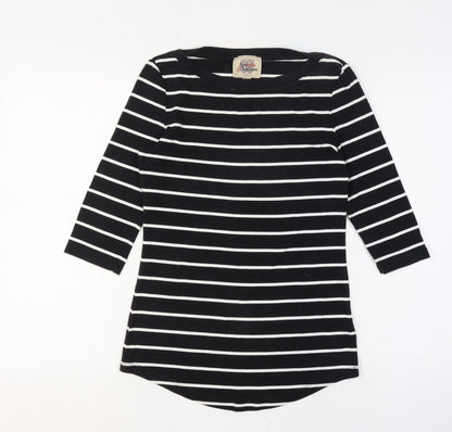 Arabella & Addison Women Black Stripe UK 14 Tunic 3/4 Sleeve Jersey Top