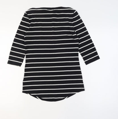 Arabella & Addison Women Black Stripe UK 14 Tunic 3/4 Sleeve Jersey Top