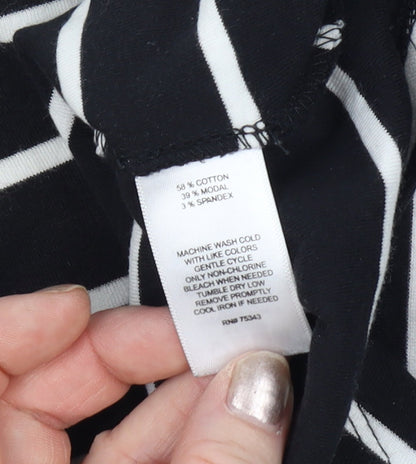 Arabella & Addison Women Black Stripe UK 14 Tunic 3/4 Sleeve Jersey Top