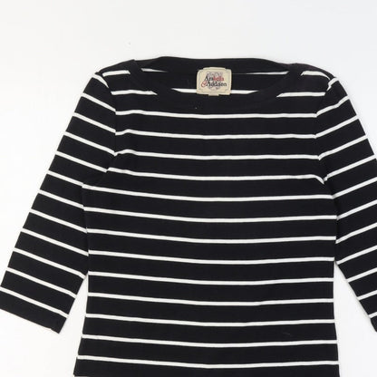 Arabella & Addison Women Black Stripe UK 14 Tunic 3/4 Sleeve Jersey Top