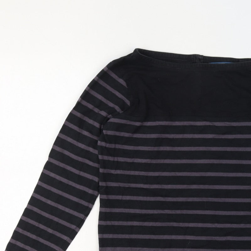 Regatta Women’s Black Striped Cotton Henley Jersey Top UK 12