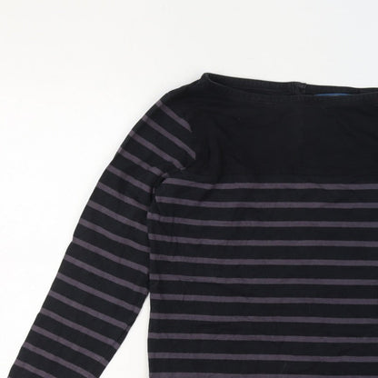 Regatta Women’s Black Striped Cotton Henley Jersey Top UK 12