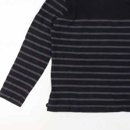 Regatta Women’s Black Striped Cotton Henley Jersey Top UK 12