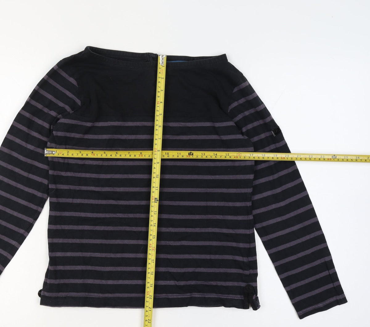 Regatta Women’s Black Striped Cotton Henley Jersey Top UK 12