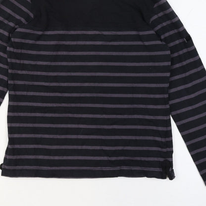Regatta Women’s Black Striped Cotton Henley Jersey Top UK 12