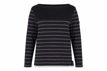 Regatta Women’s Black Striped Cotton Henley Jersey Top UK 12