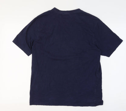 FILA Men's Blue L Logo Graphic Crew Neck Short Sleeve Cotton T-Shirt