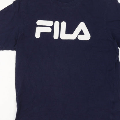FILA Men's Blue L Logo Graphic Crew Neck Short Sleeve Cotton T-Shirt