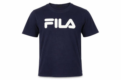 FILA Men's Blue L Logo Graphic Crew Neck Short Sleeve Cotton T-Shirt