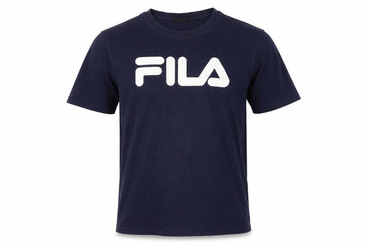FILA Men's Blue L Logo Graphic Crew Neck Short Sleeve Cotton T-Shirt