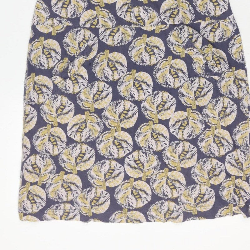 White Stuff Women’s Blue Yellow Floral Shift Dress UK 10 Short Sleeve