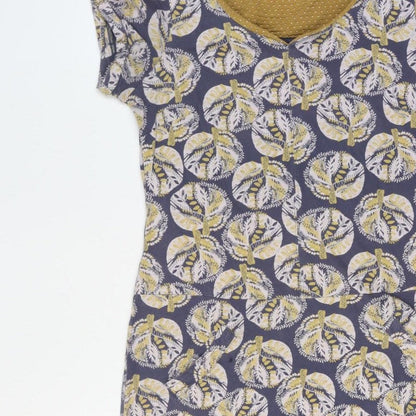 White Stuff Women’s Blue Yellow Floral Shift Dress UK 10 Short Sleeve