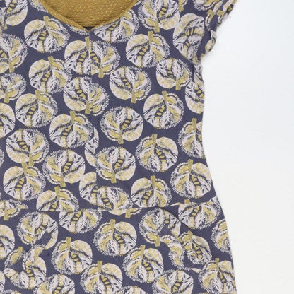 White Stuff Women’s Blue Yellow Floral Shift Dress UK 10 Short Sleeve