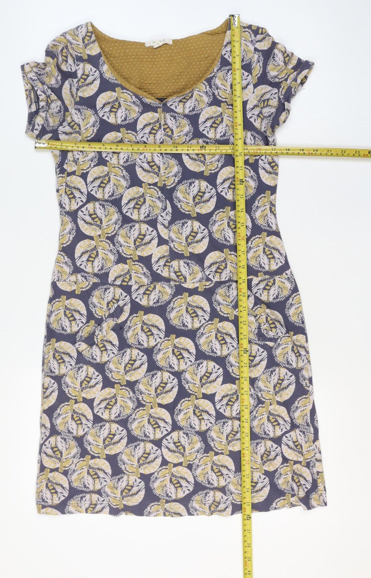 White Stuff Women’s Blue Yellow Floral Shift Dress UK 10 Short Sleeve