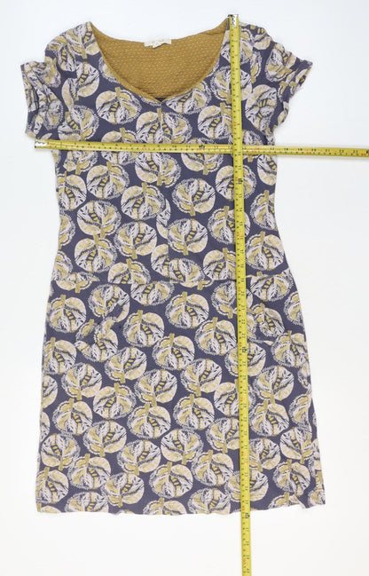 White Stuff Women’s Blue Yellow Floral Shift Dress UK 10 Short Sleeve