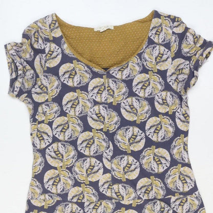 White Stuff Women’s Blue Yellow Floral Shift Dress UK 10 Short Sleeve