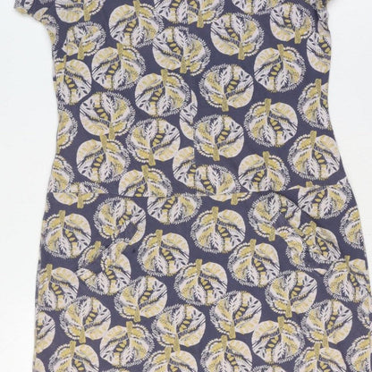 White Stuff Women’s Blue Yellow Floral Shift Dress UK 10 Short Sleeve