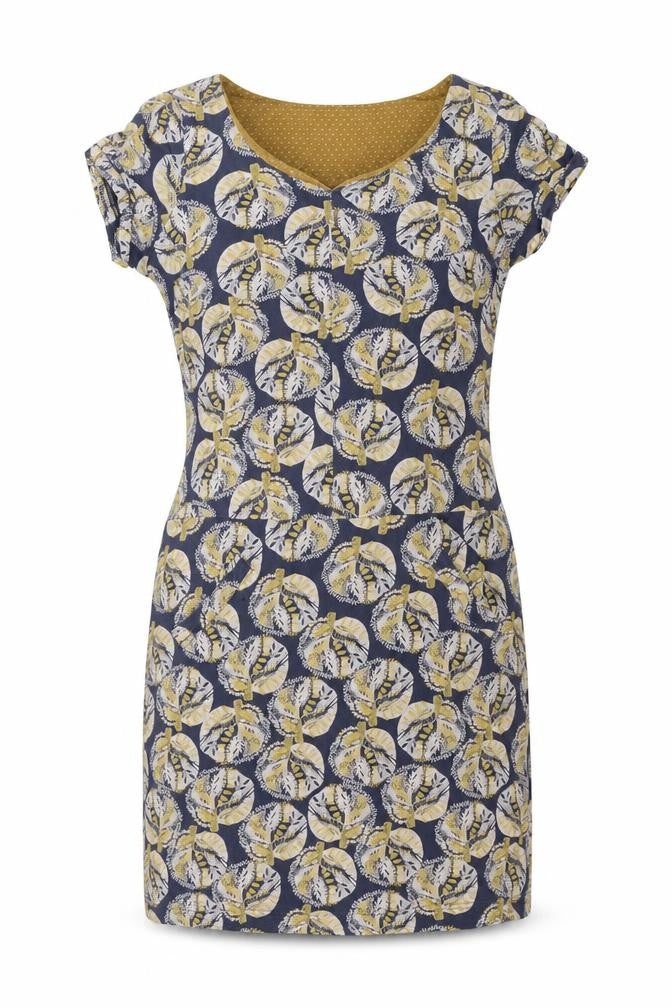 White Stuff Women’s Blue Yellow Floral Shift Dress UK 10 Short Sleeve