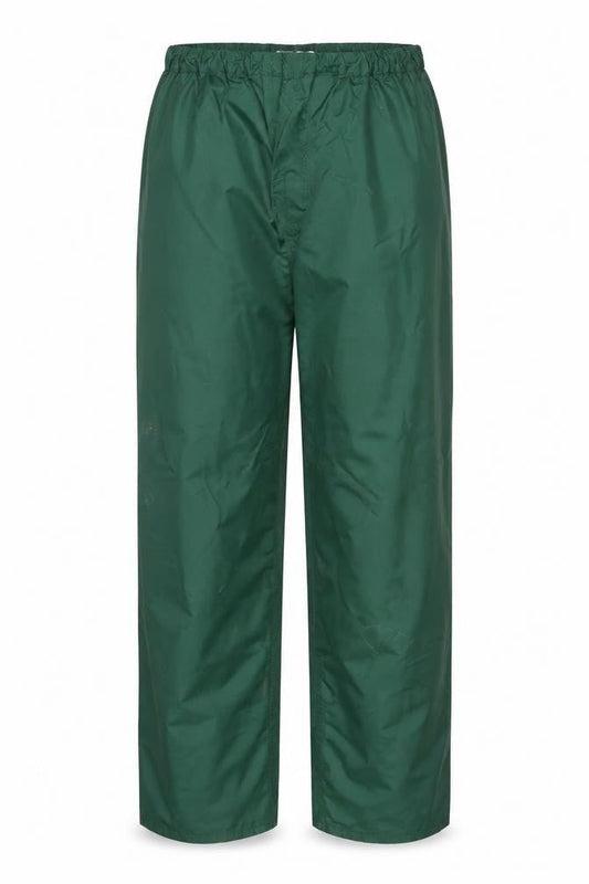 Front view of Henri Lloyd Men’s Green, size S, Nylon Rain Trousers Ankle Zip Vintage