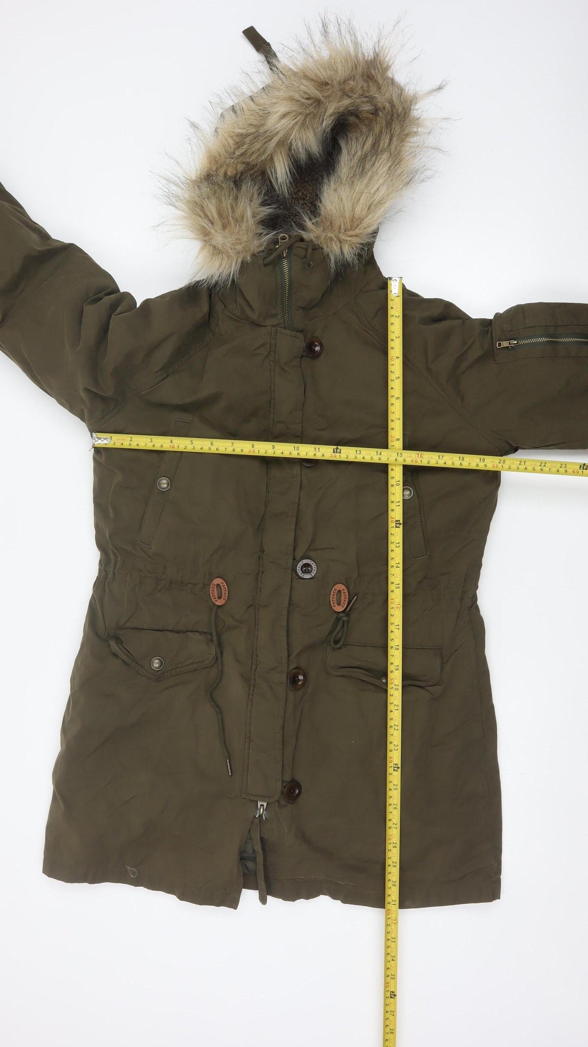 Fat Face Women Green Size 12 Heritage Fur Trim Hooded Parka Coat