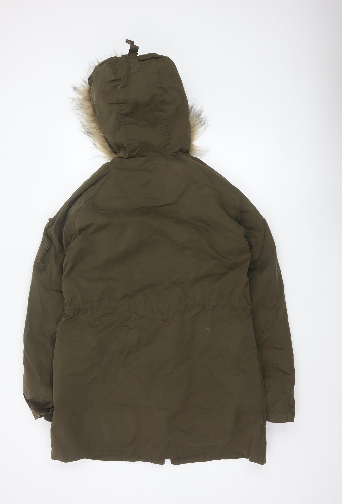 Fat Face Women Green Size 12 Heritage Fur Trim Hooded Parka Coat
