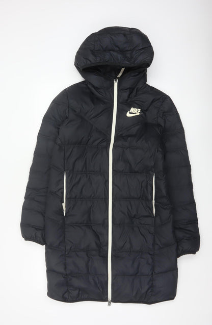 Nike Women’s Black XS Long Hooded Down Puffer Coat