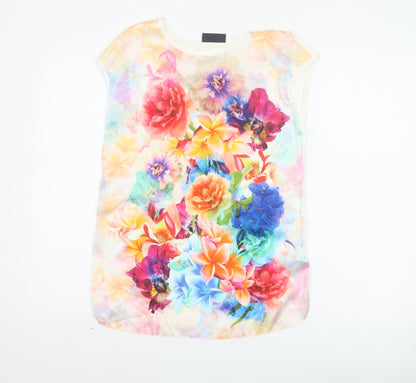 Wallis Women Multicoloured UK 8 Floral Short Sleeve Blouse Top