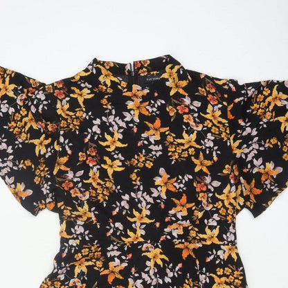 Blue Vanilla Women Black Floral Fit & Flare Knee Length Dress UK 18